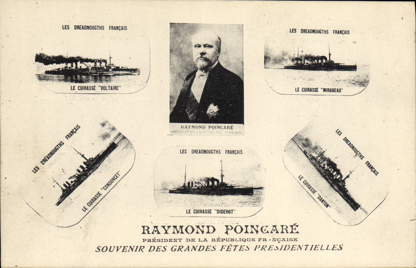 CPA Bateau Guerre Raymond Poincare Dradnoughts francais Voltaire Mirabeau Condorcet Diderot Danton 