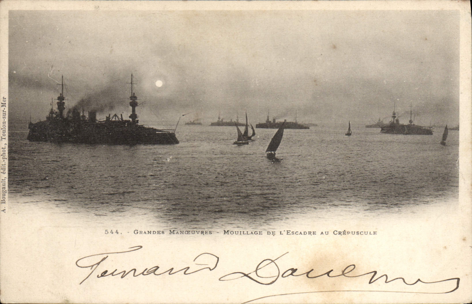 CPA Bateau Guerre Grandes manoeuvres Mouillage de l'escadre au crepuscule 