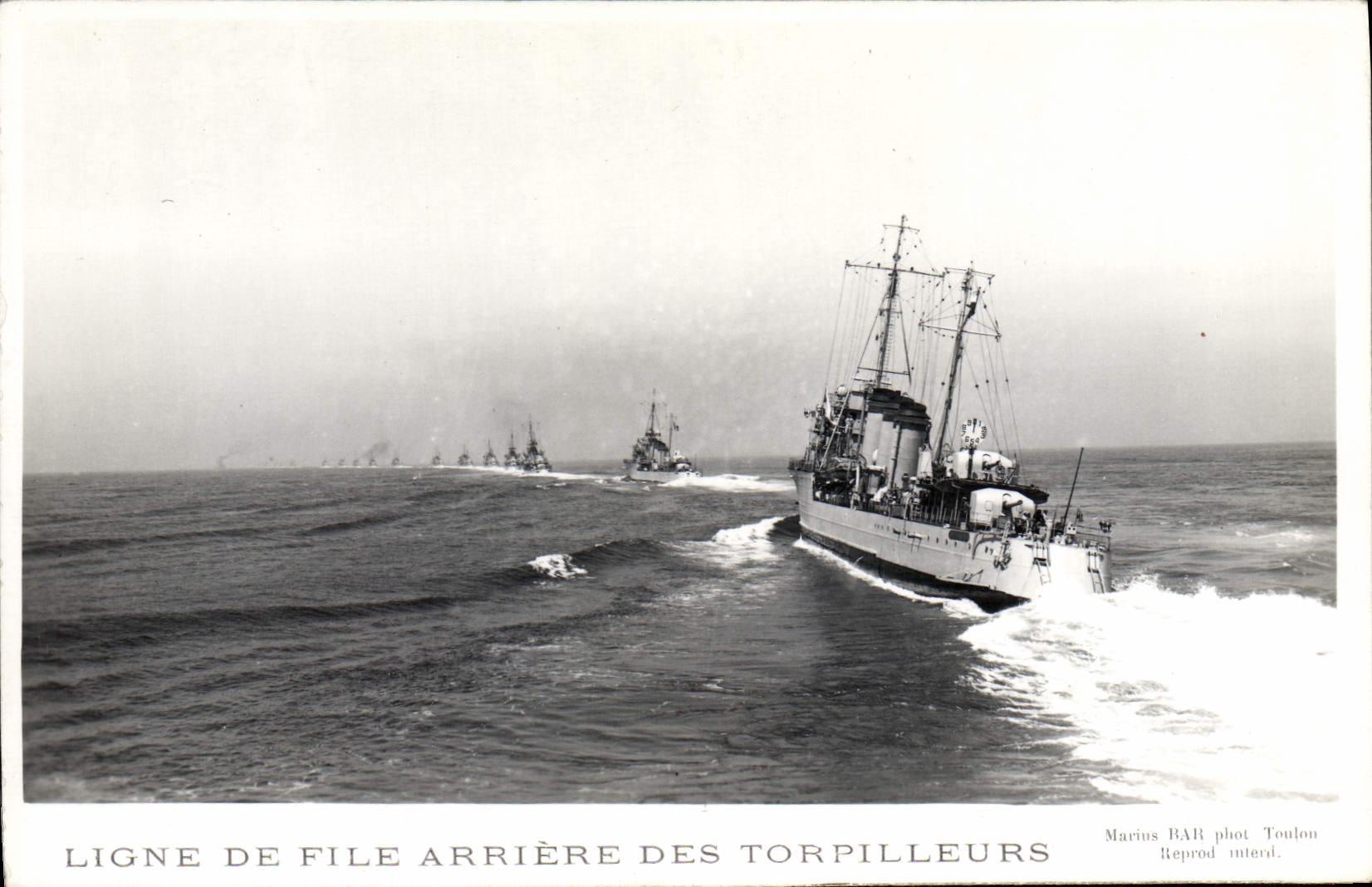 VINTAGE POSTCARD late Boat War Line of file of the destroyers