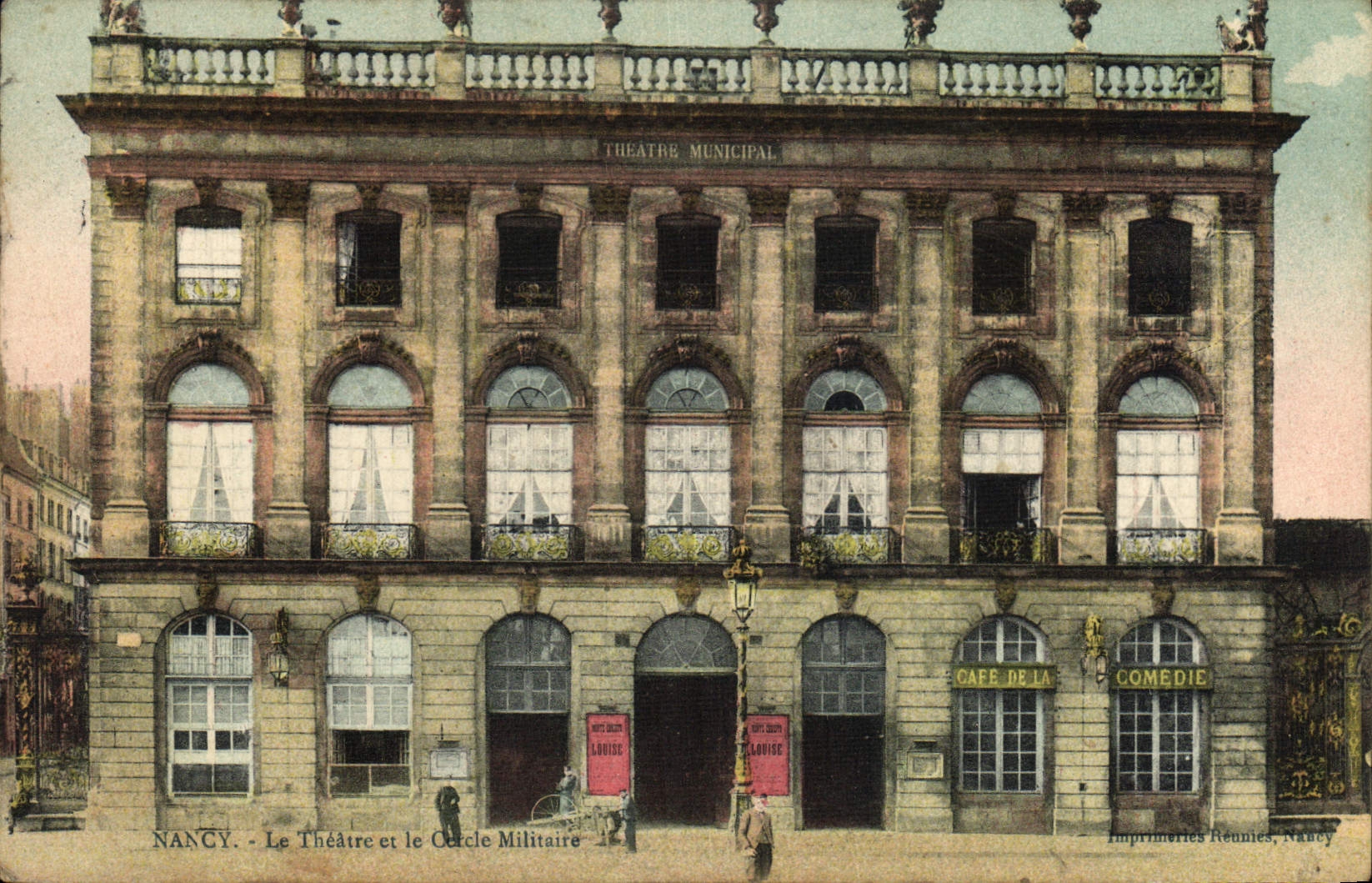 VINTAGE POSTCARD Nantes the theater and the military circle