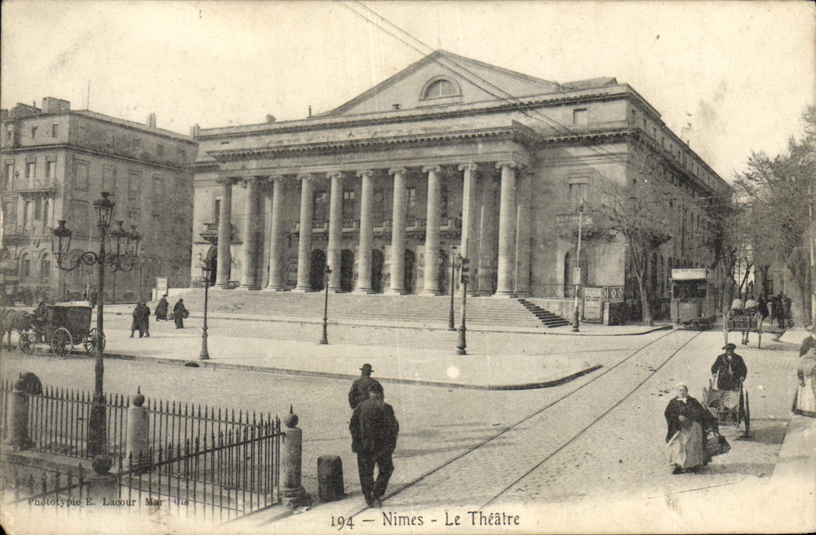 VINTAGE POSTCARD Nimes the theater Publicity Oil mill Henri Jourdan Street of the Benevolence and Street Ernest Renan Nimes