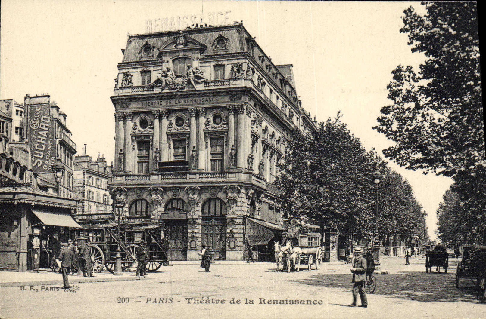 VINTAGE POSTCARD Paris the theater of Renaissance Publicity Suchard chocolate