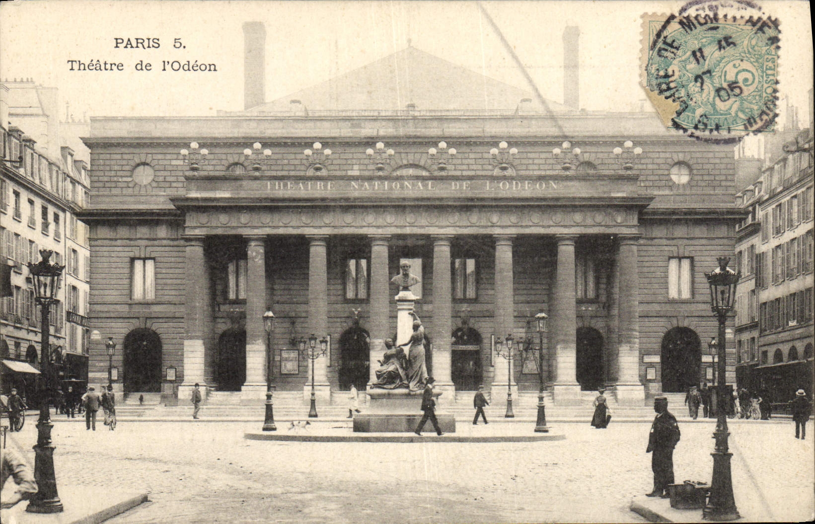 VINTAGE POSTCARD Paris the theater of Odeon