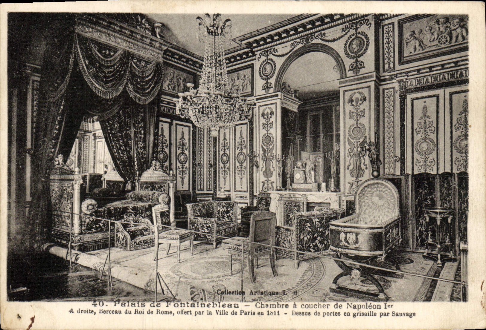 VINTAGE POSTCARD Palais of Fontainebleau Chambre has Coucher of Napoleon 1st