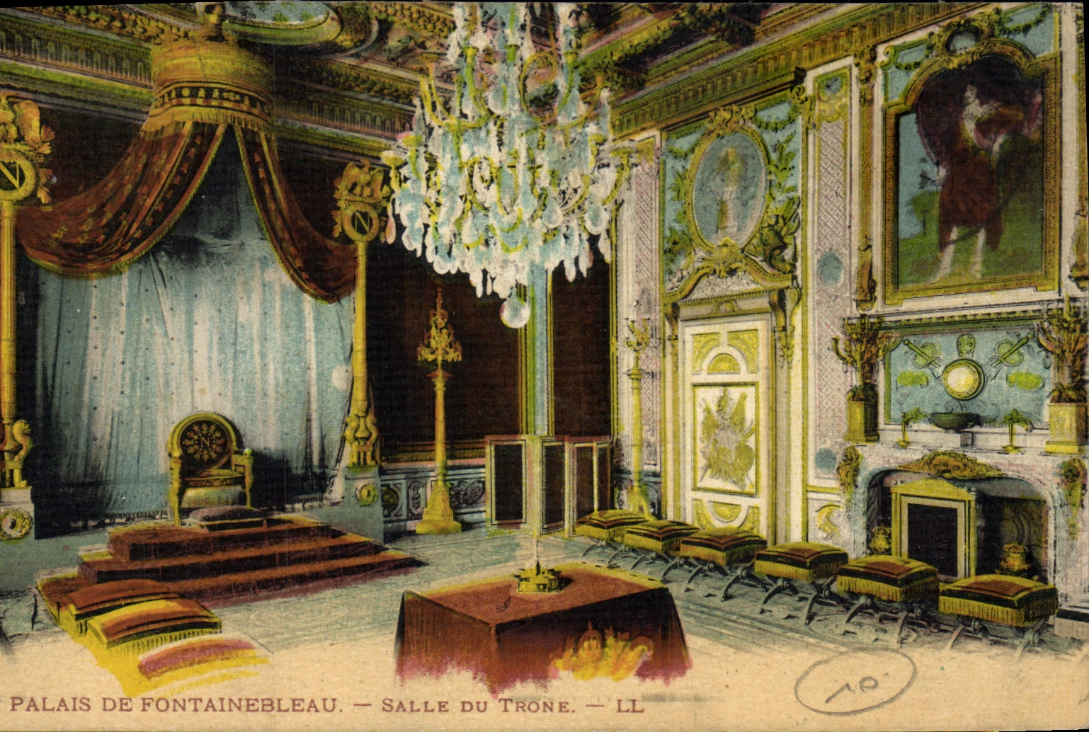 VINTAGE POSTCARD Palate of Fontainebleau Throne room