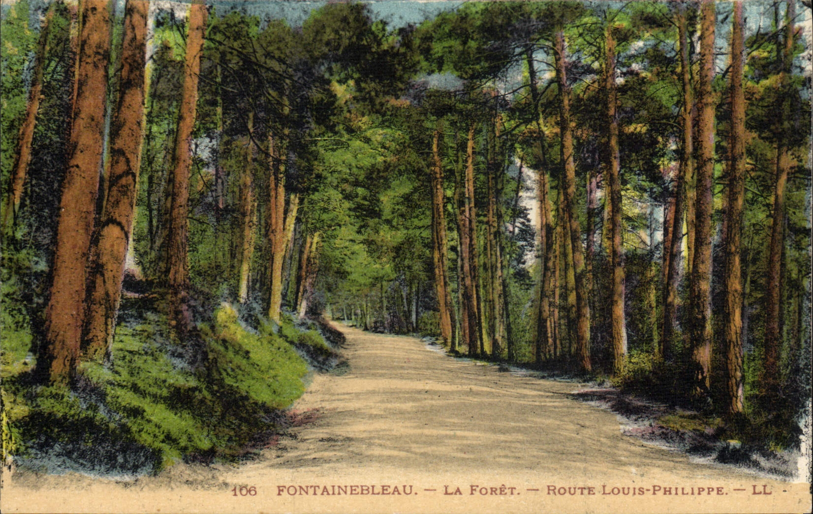 VINTAGE POSTCARD Fontainebleau the Drill Road Louis Philippe