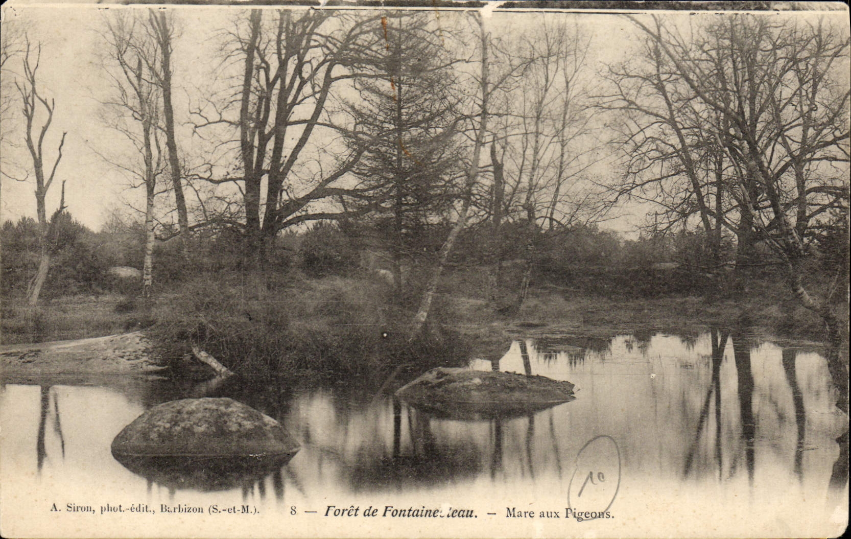 VINTAGE POSTCARD Drill De Fontainebleau Pond with the Pigeons