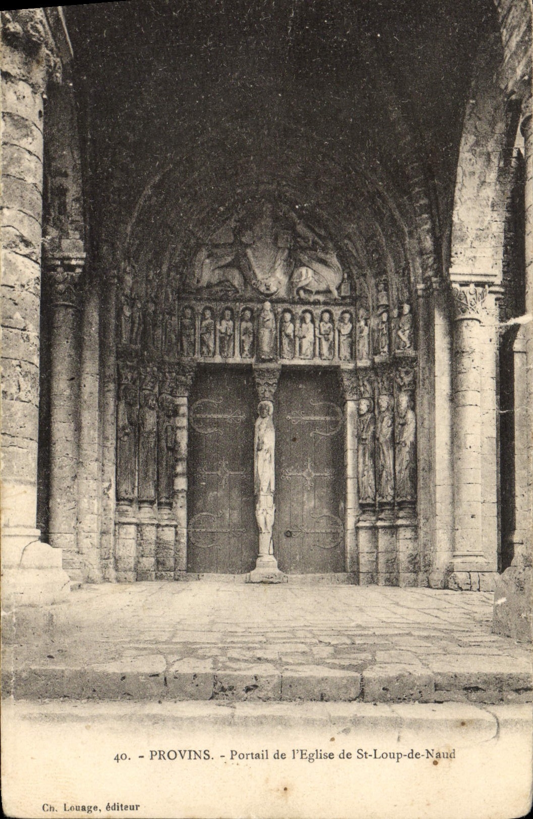 VINTAGE POSTCARD Layered branches Gate of the Church of St Wolf of Naud