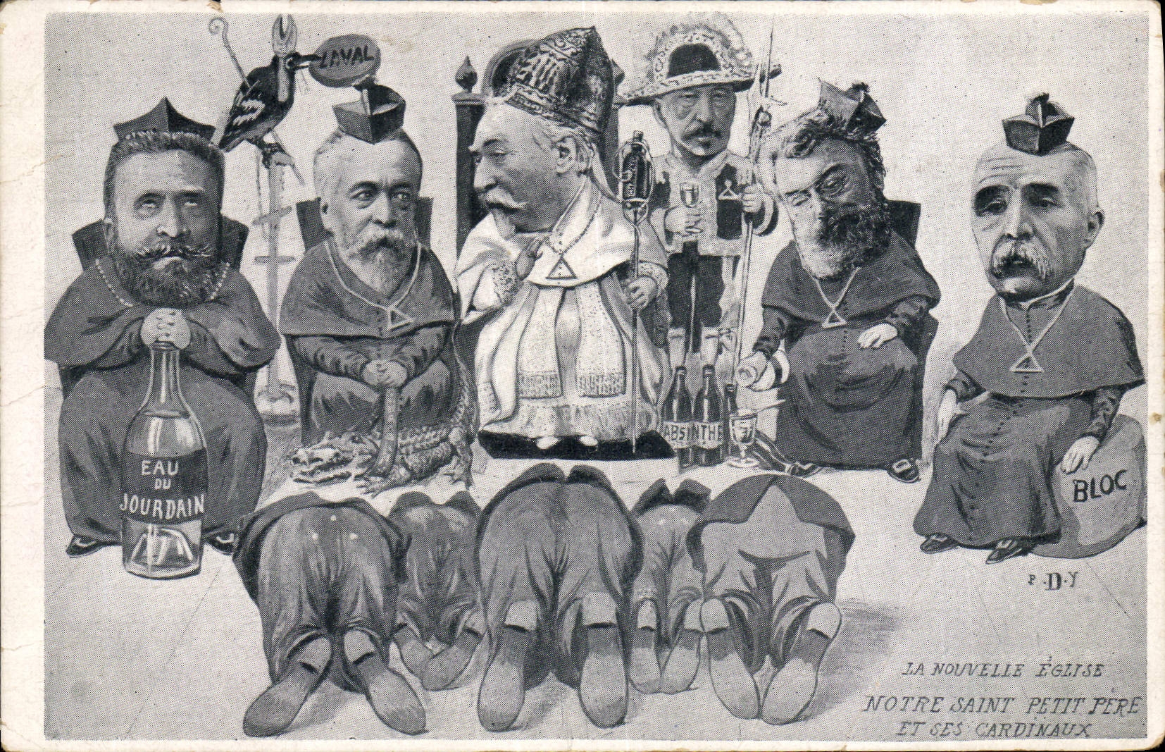 VINTAGE POSTCARD the new church Our Saint Father and his cardinals