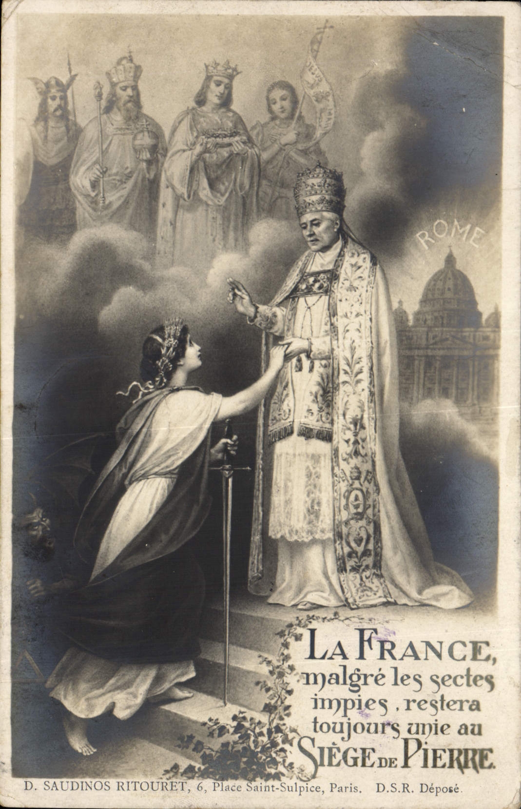 VINTAGE POSTCARD Pape Sits of Pierre