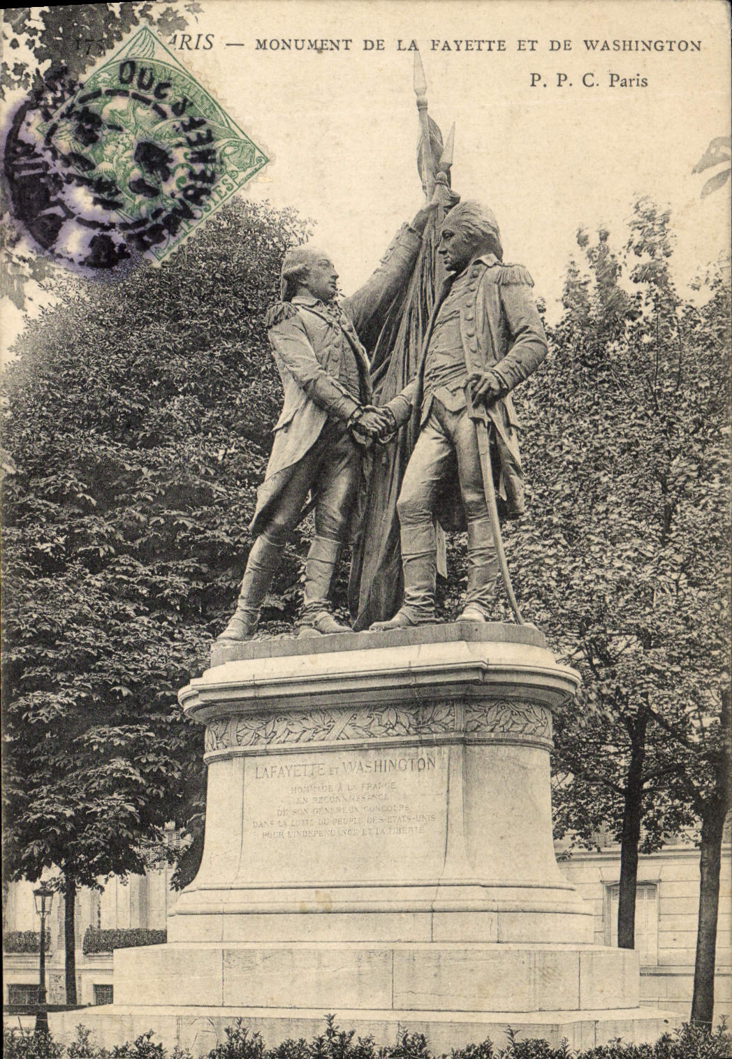 VINTAGE POSTCARD Monument of Fayette and Washington