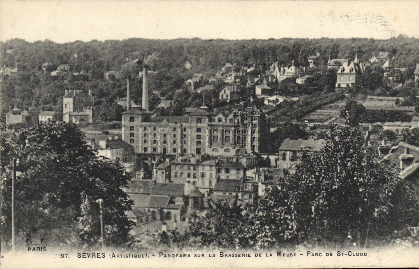 VINTAGE POSTCARD Brasserie Separate Panorama on the brewery of the Meuse Parc of St Cloud