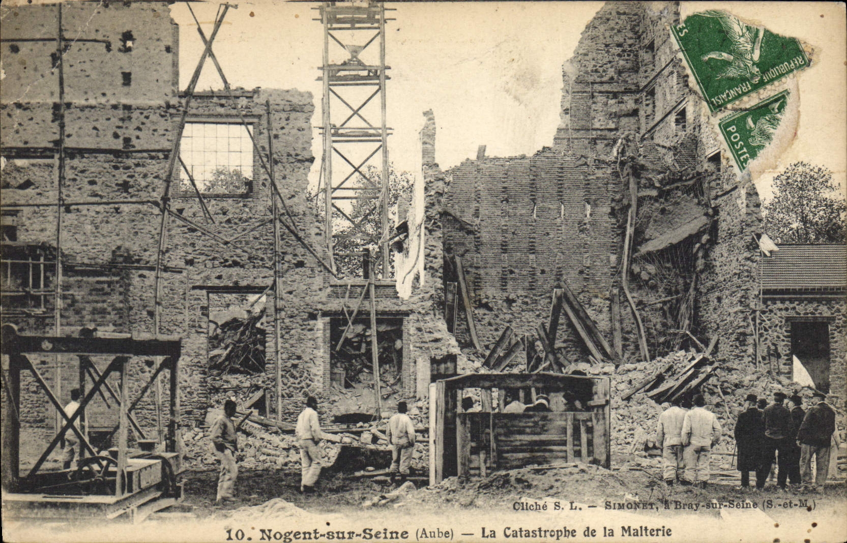 VINTAGE POSTCARD Nogent Brewery on the Seine the catastrophe of Malt factory