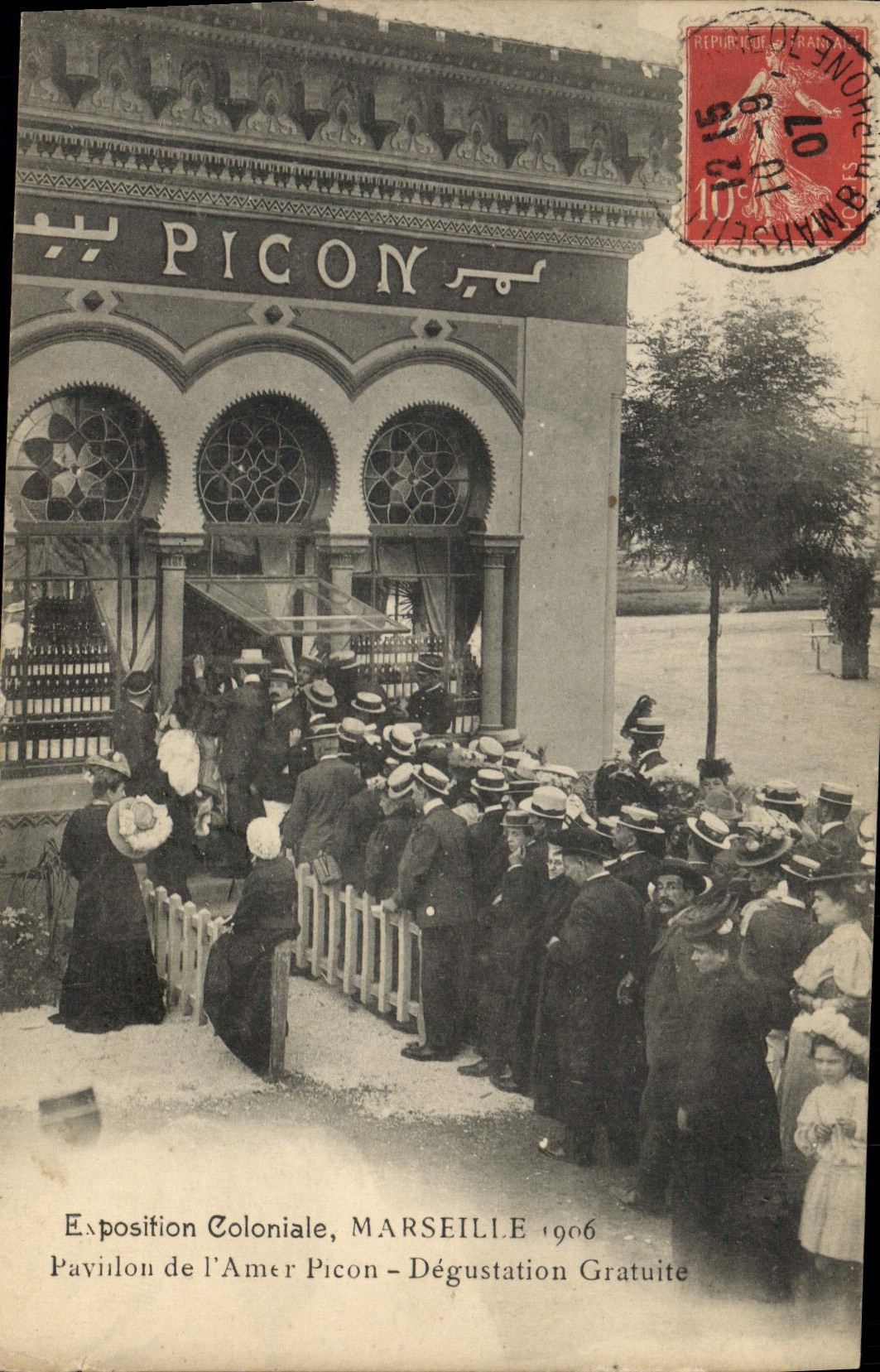 CPA Exposition Marseille 1906 Pavillon de l'Amer Picon Degustation gratuite