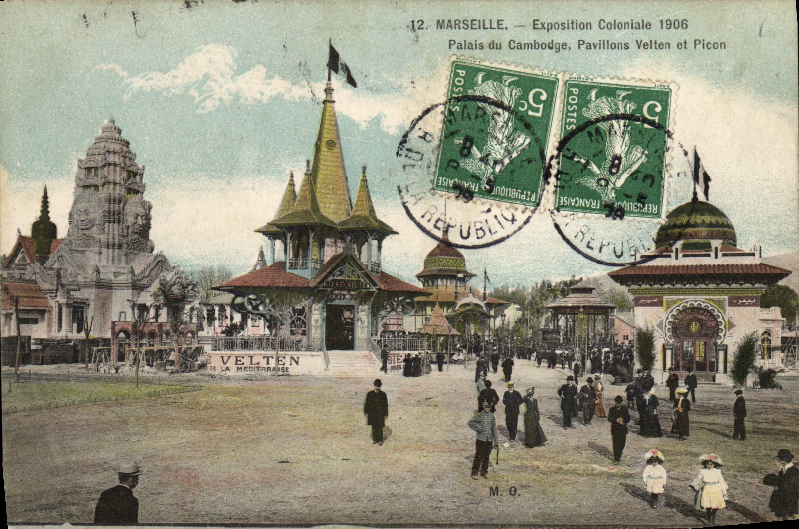 CPA Marseille Exposition coloniale 1906 Palais du Cambodge Pavillons Velten et Picon