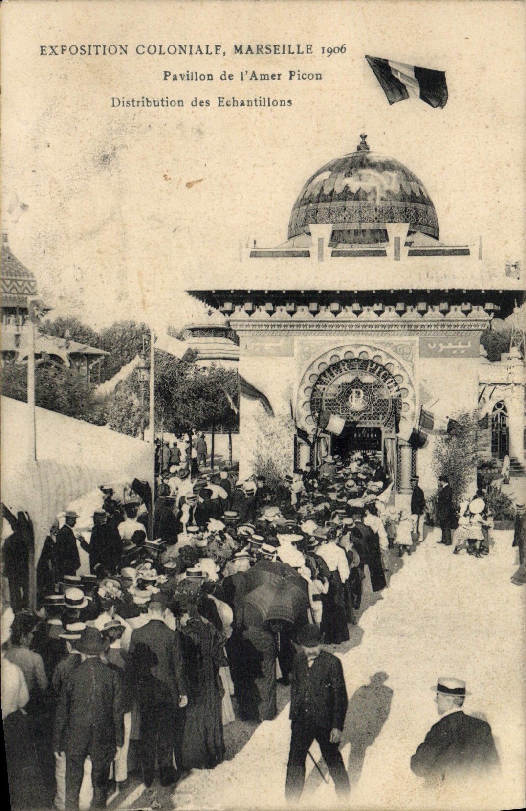 CPA Marseille Exposition coloniale 1906 Pavillon de l'Amer Picon Distribution des echantillons 