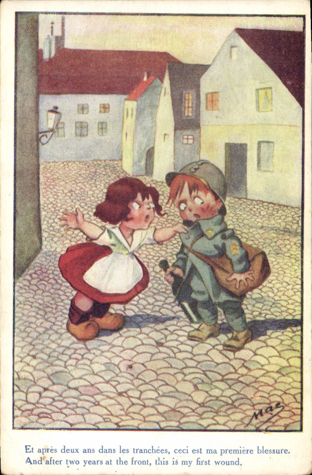 CPA Illustrateur Enfants Soldat Militaria