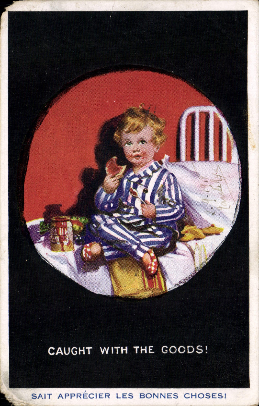 CPA Illustrateur Enfant Caught witht he goods 