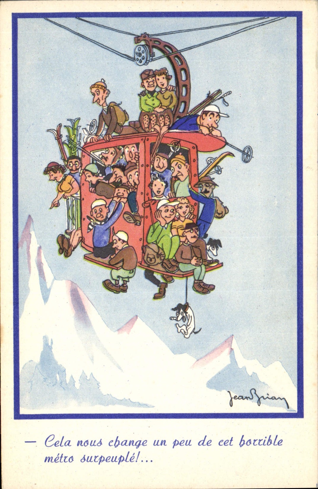 CPA Sports d'hiver Ski Cabine Illustrateur Jean Brian