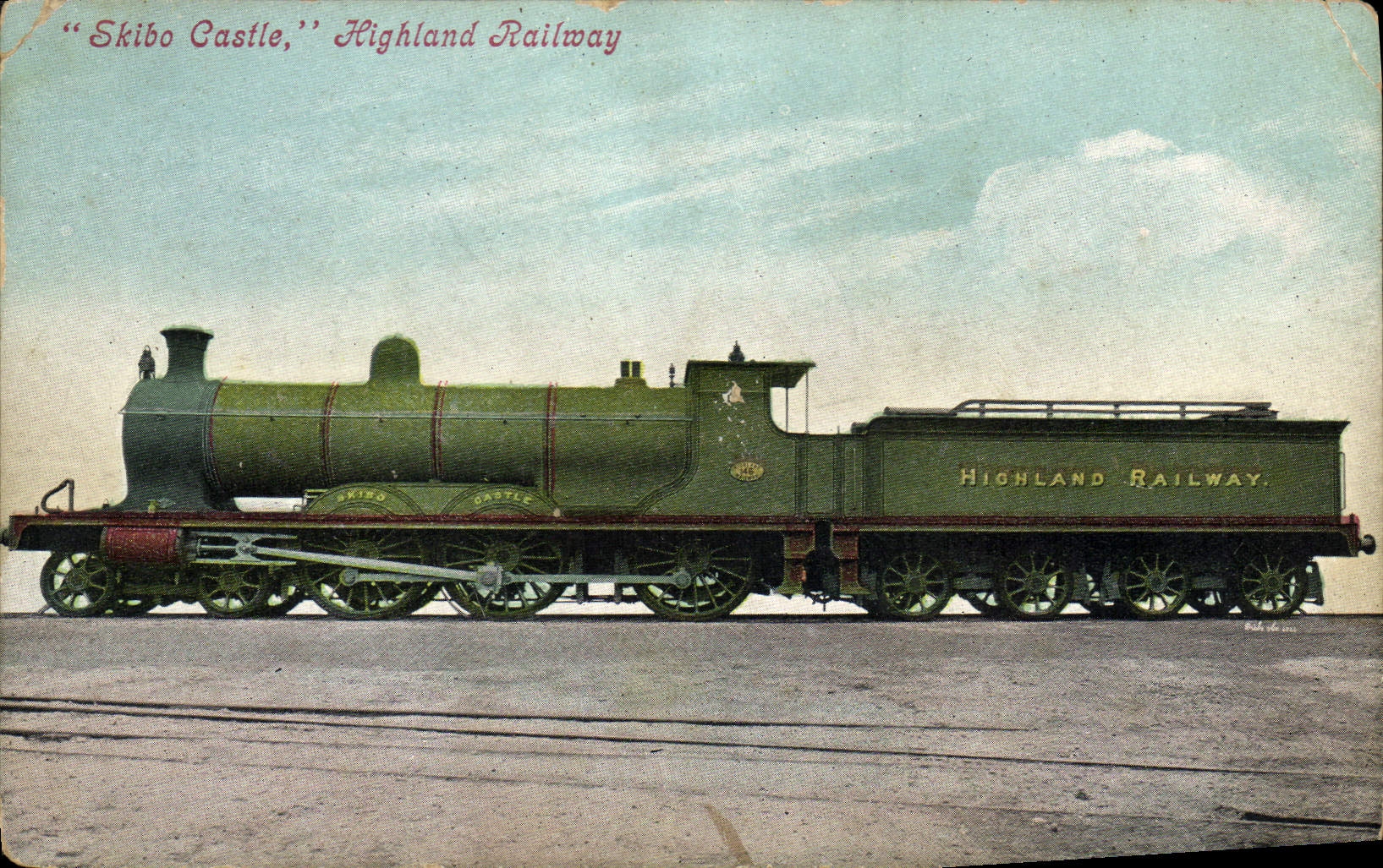 VINTAGE POSTCARD Train Engine Skibo Castle Highland Railway