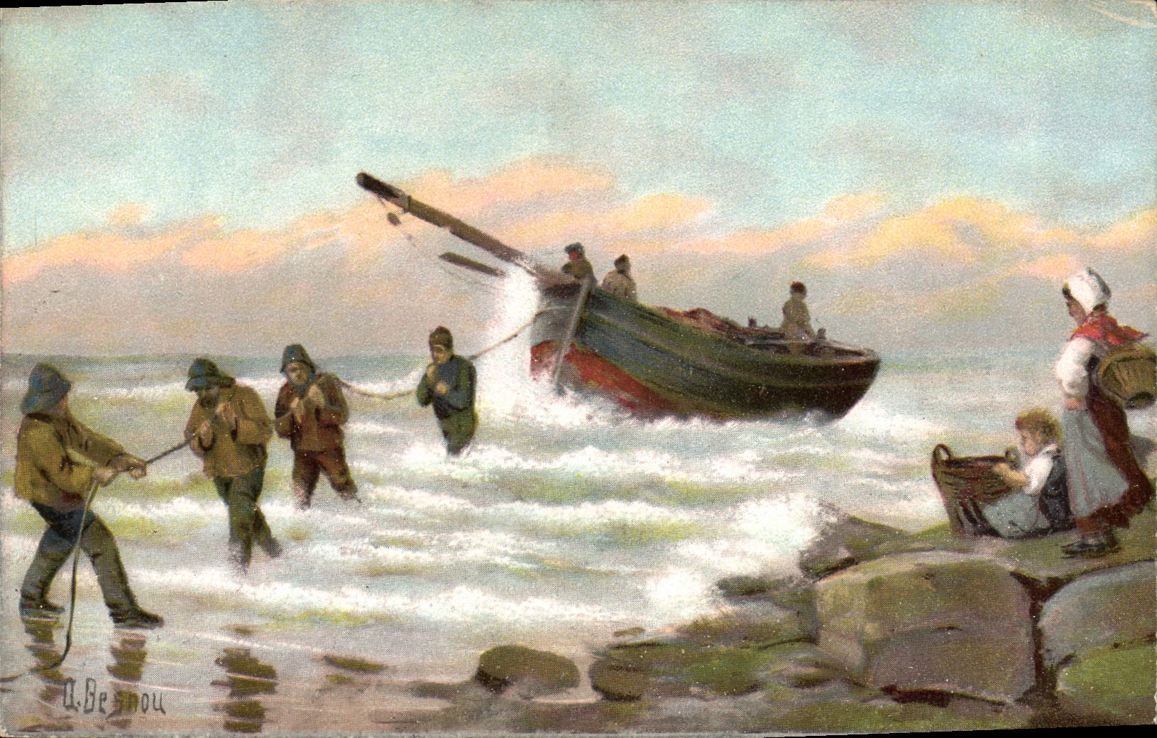 CPA Bateau Voilier Peche 