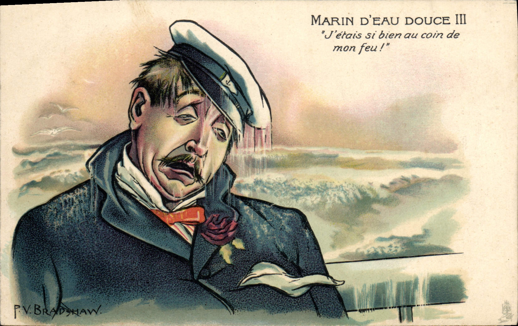 VINTAGE POSTCARD Boat Marine of fresh water III Bradshaw