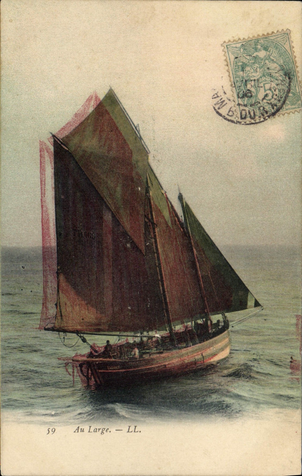 VINTAGE POSTCARD Sailing Boat With the broad one