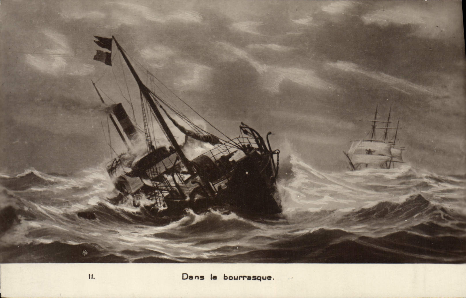 VINTAGE POSTCARD Sailing Boat In gust of wind