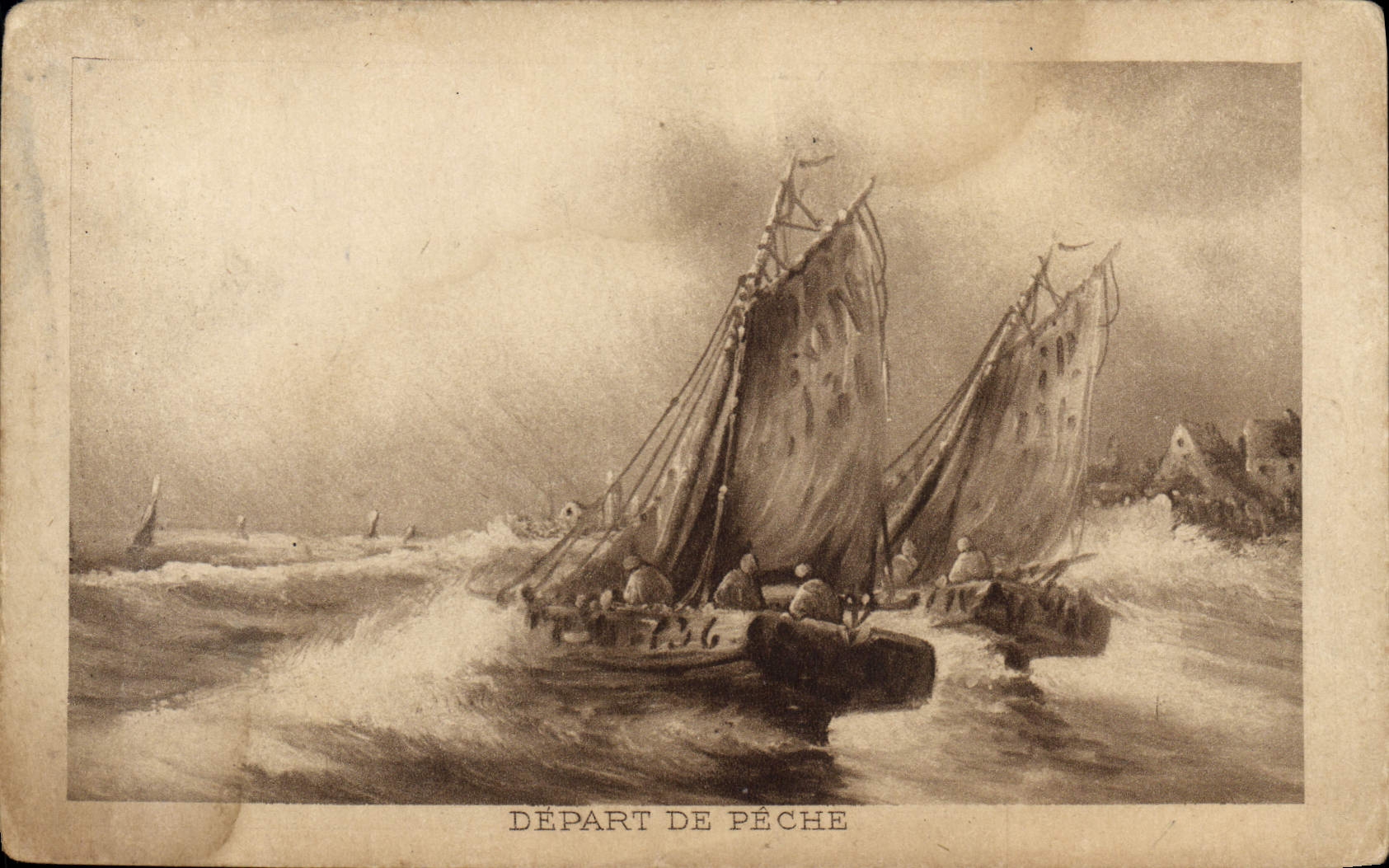 CPA Bateau Voilier Depart de peche 