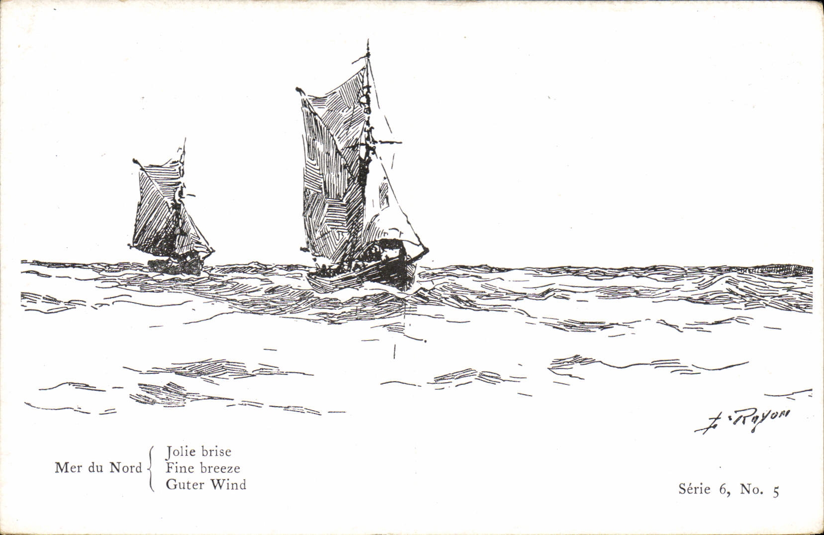 VINTAGE POSTCARD Sailing Boat Northern Merdu Fresh breeze