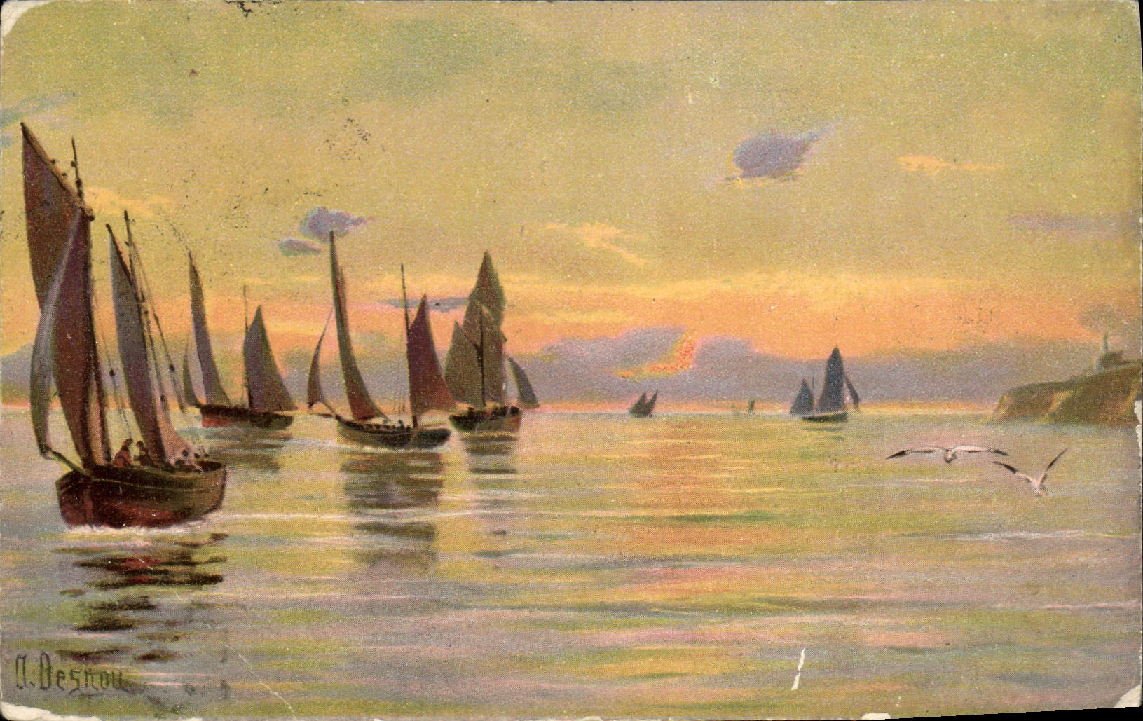 CPA Bateau Voilier Peche