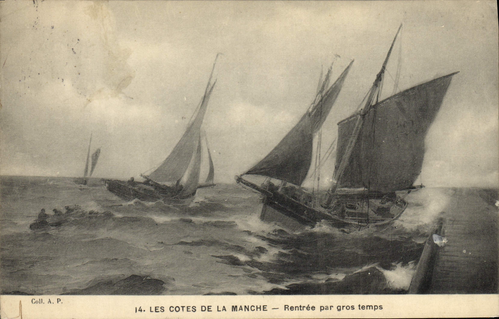 CPA Bateau Voilier Les cotes de la Manche Rentree par gros temps