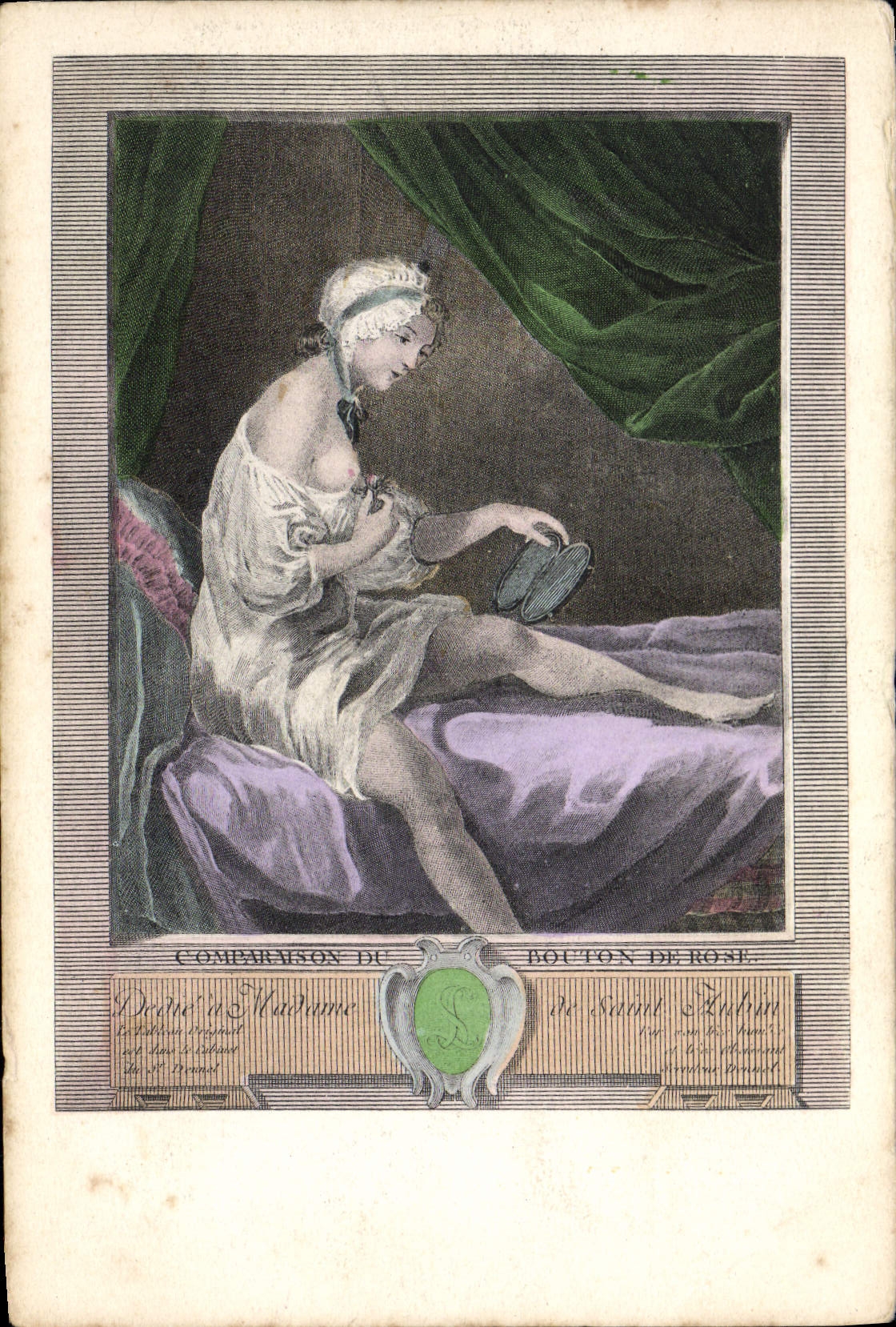 CPA Nu erotique Femme Comparaison du bouton de rose Madame de Saint Aubin