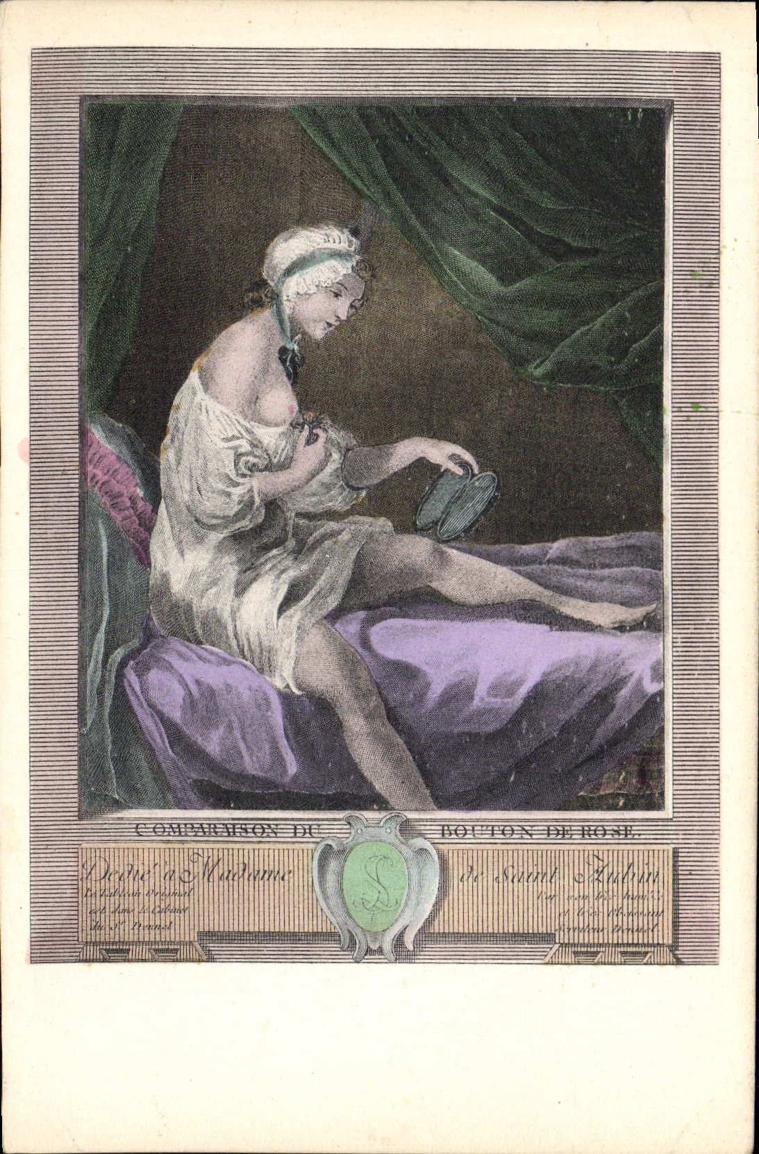 CPA Nu erotique Femme Comparaison du bouton de rose Madame de Saint Aubin