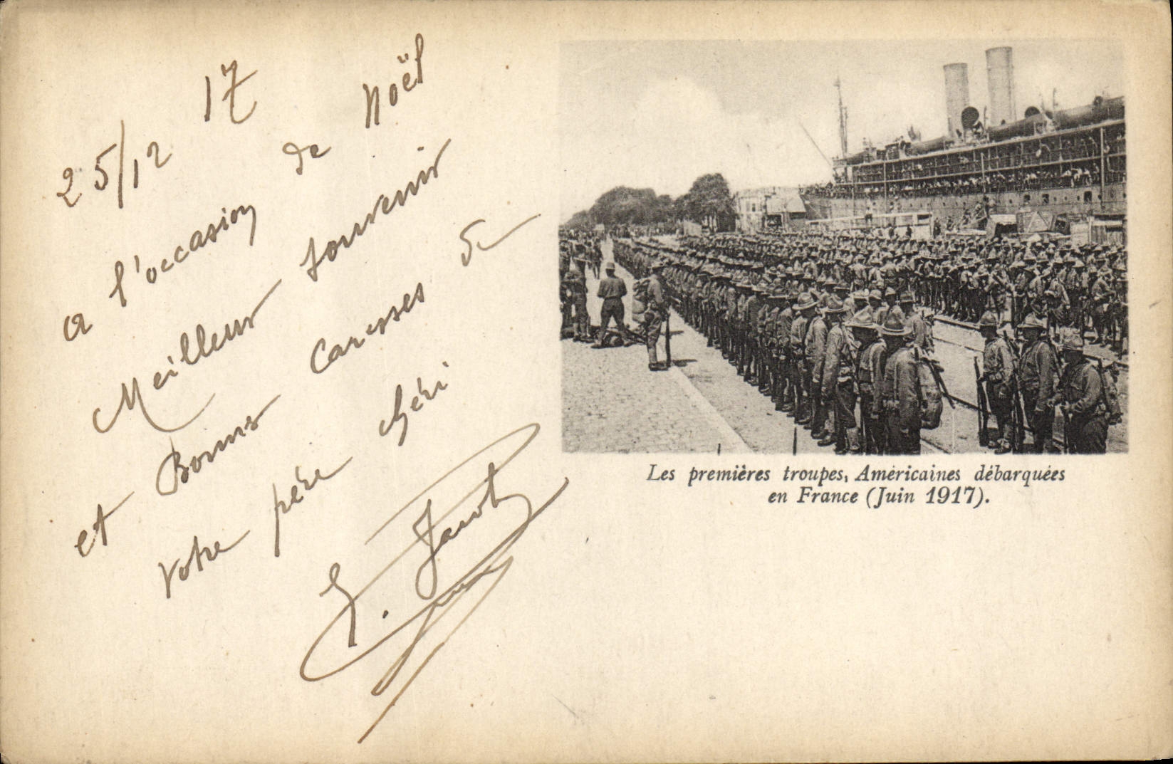 CPA Militaria Les premieres troupes americaines debarquees en France Juin 1917