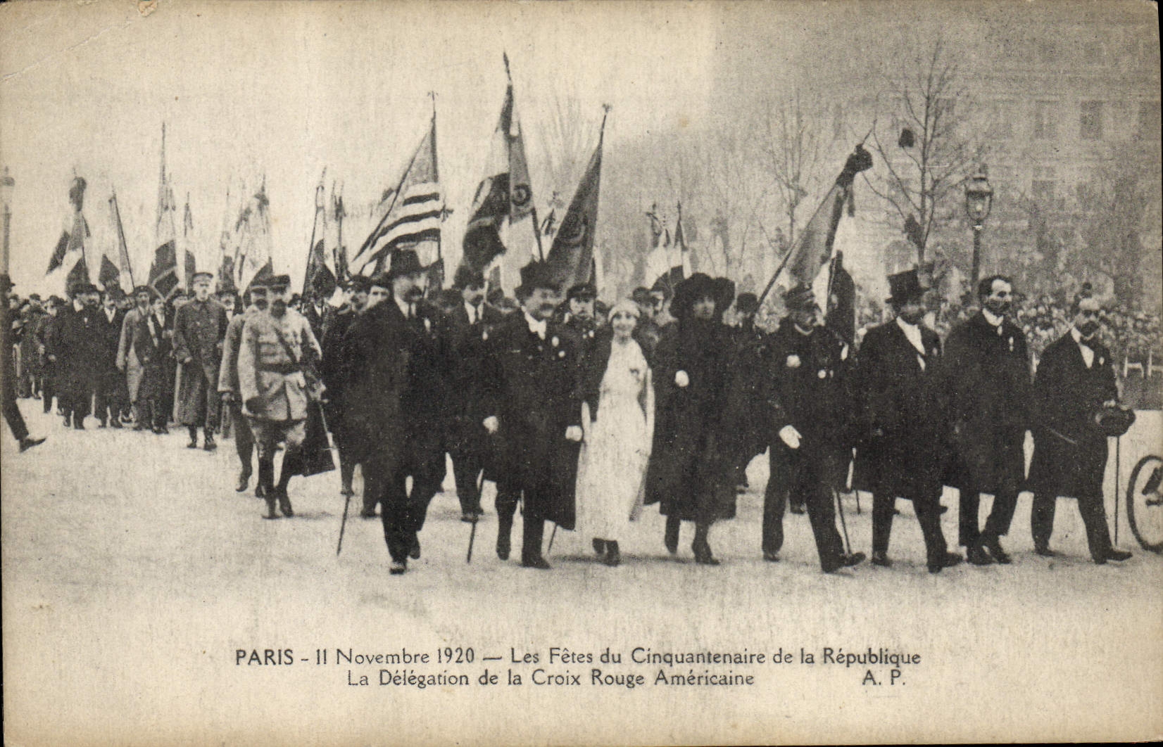 VINTAGE POSTCARD Militaria November 11th, 1920 festivals of the fiftieth anniversary of the Republic the delegation of the American Red Cross