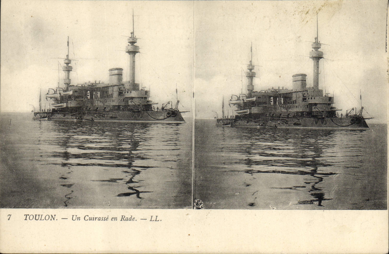 VINTAGE POSTCARD Boat Toulon War an armor in roads