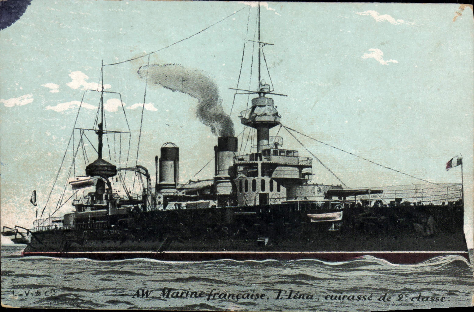 VINTAGE POSTCARD Bateau Iena War armours 2nd class