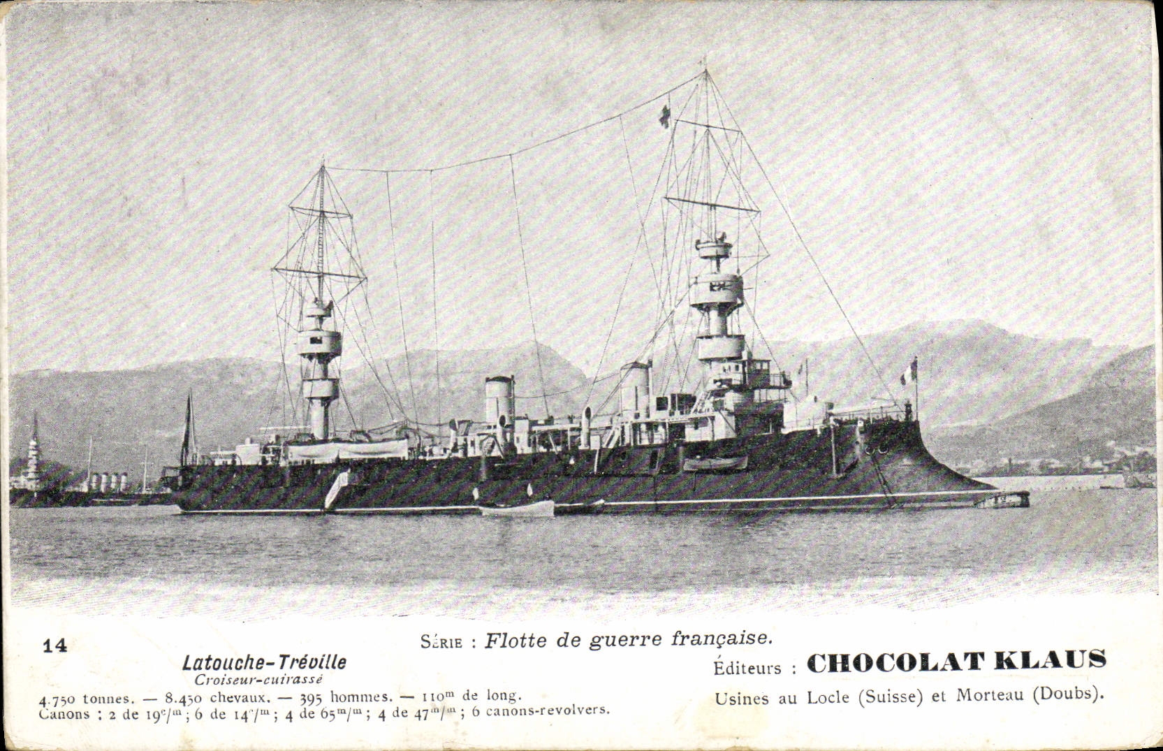 CPA Bateau Guerre Flotte de guerre francaise Latouche Treville Croiseur Cuirasse 