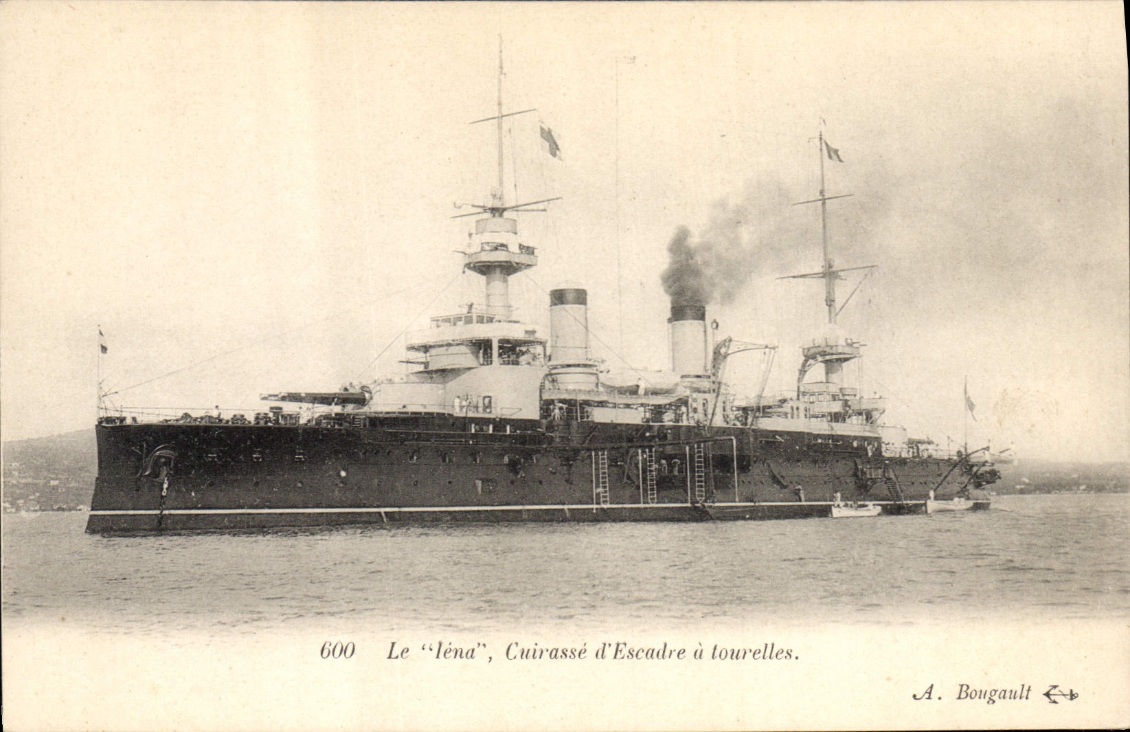VINTAGE POSTCARD Bateau War Iena Cuirasse squadron has turrets