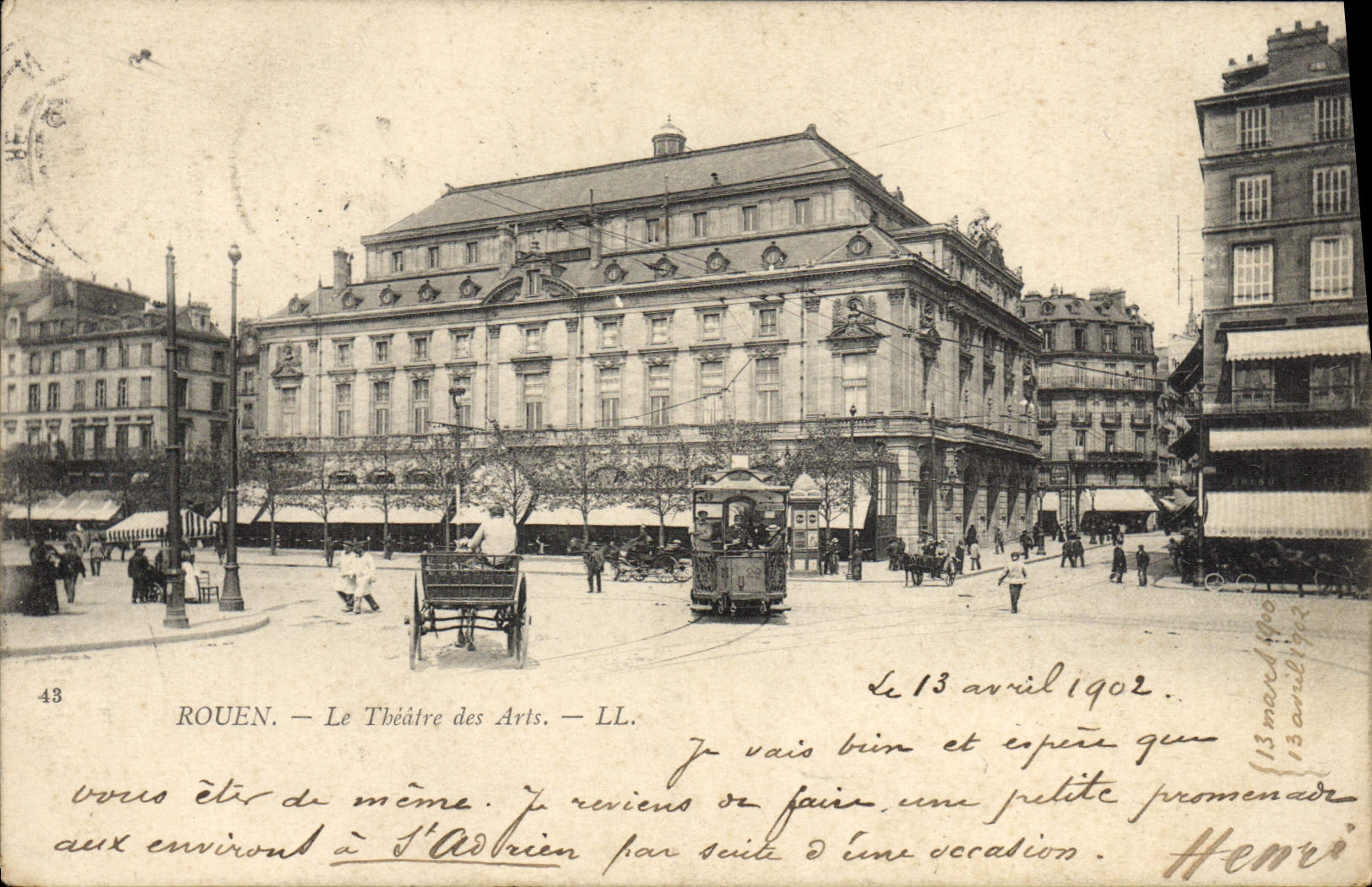 CPA Rouen Le Theatre des Arts Tramway
