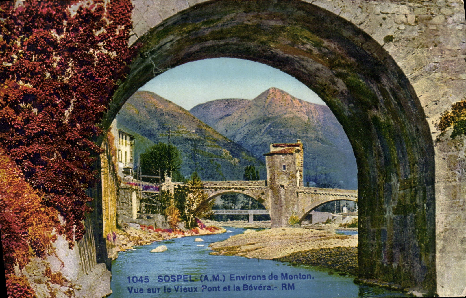CPA Sospel Environs de Menton Vue sur le vieux pont et la Bevera