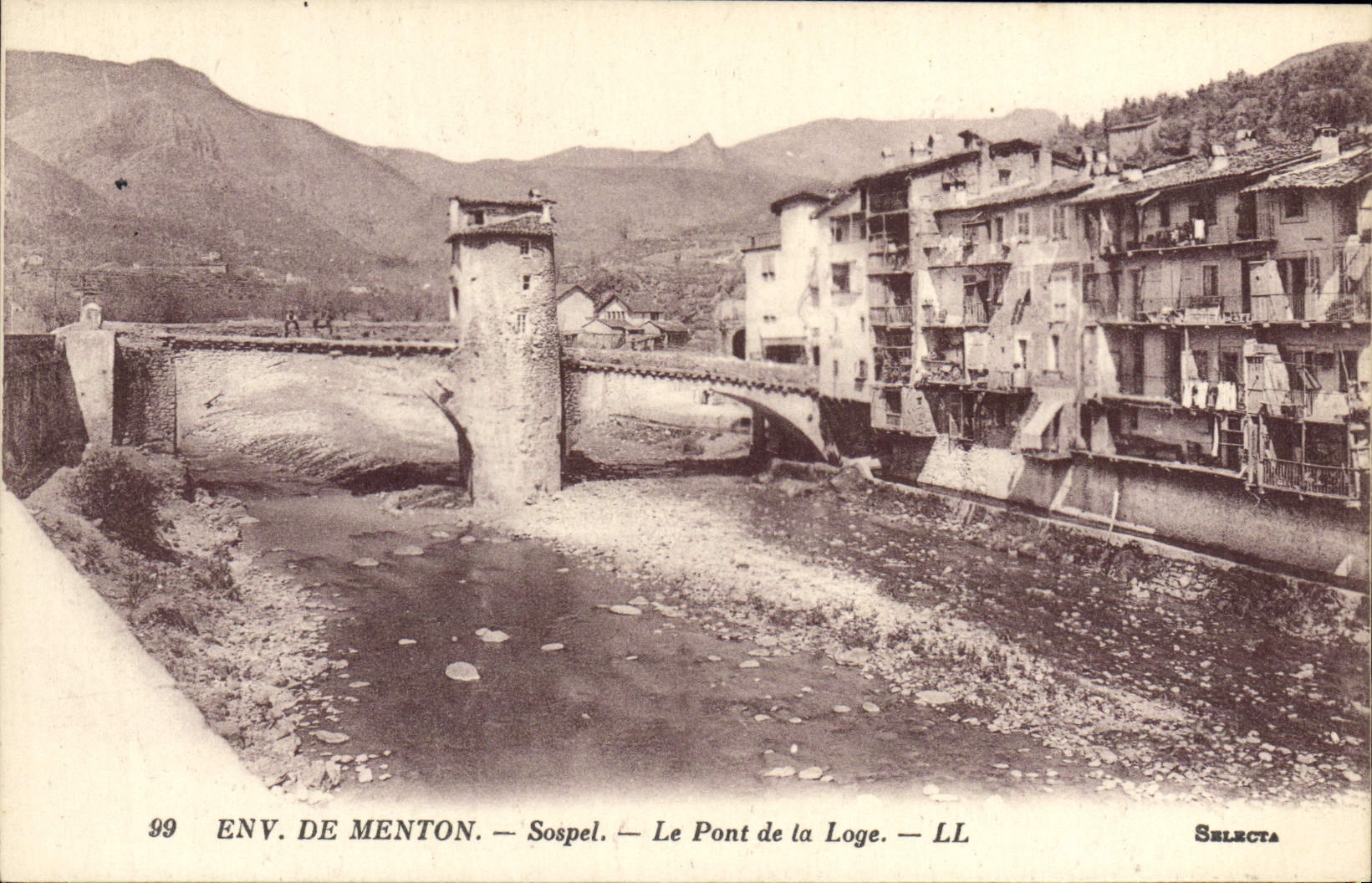 VINTAGE POSTCARD Sospel Surroundings of Menton the bridge of the cabin