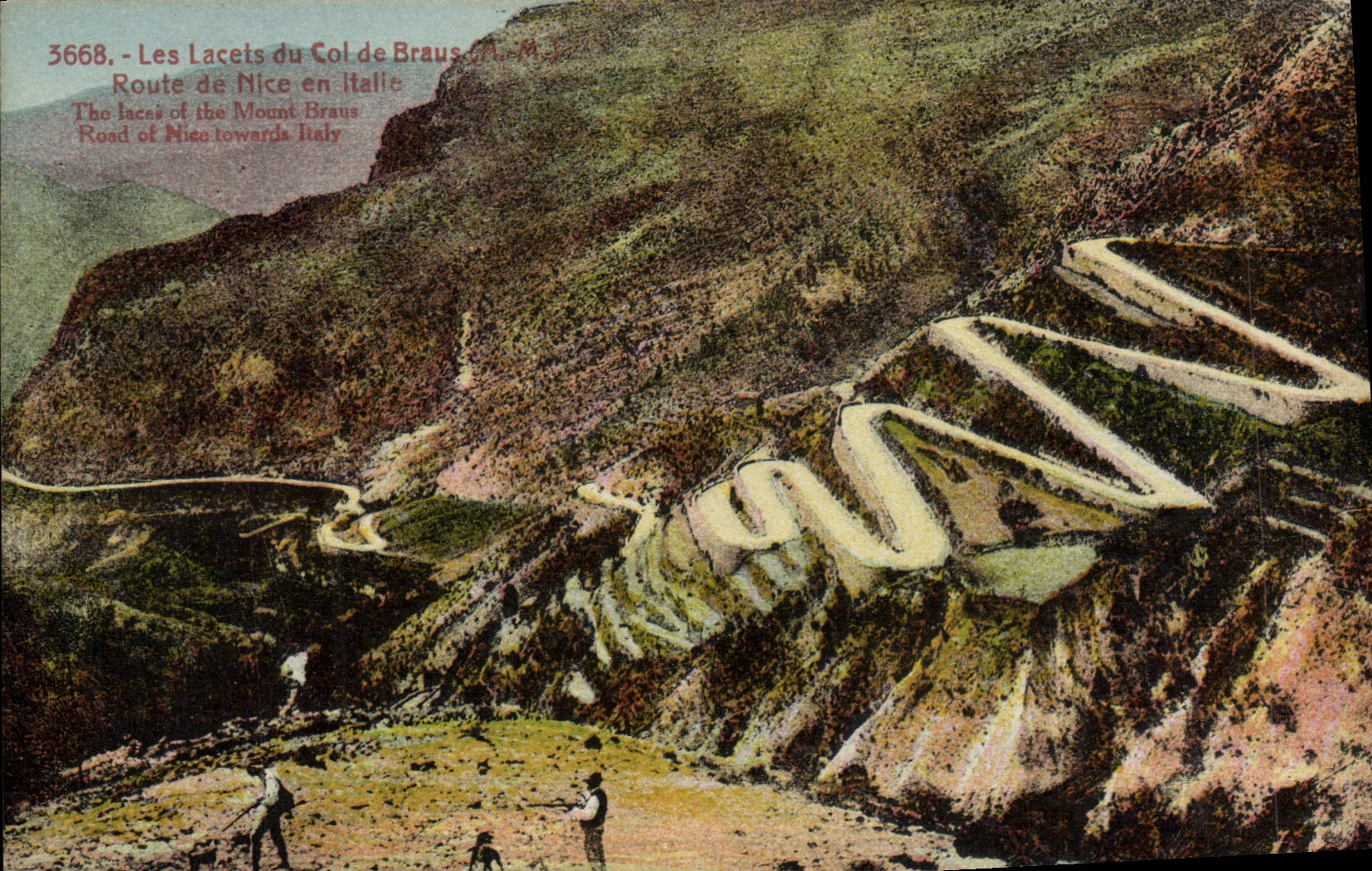 CPA Les lacets du col de Braus Route de Nice en Italie