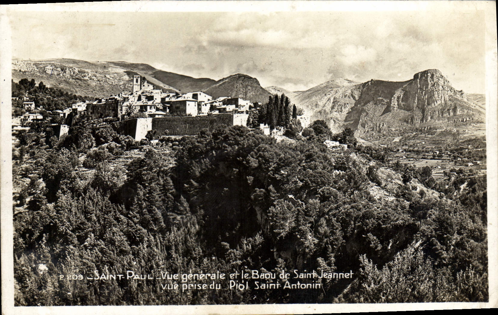 VINTAGE POSTCARD St Paul View and Baou de Saint Jeannet seen from of Holy Piol Antonin