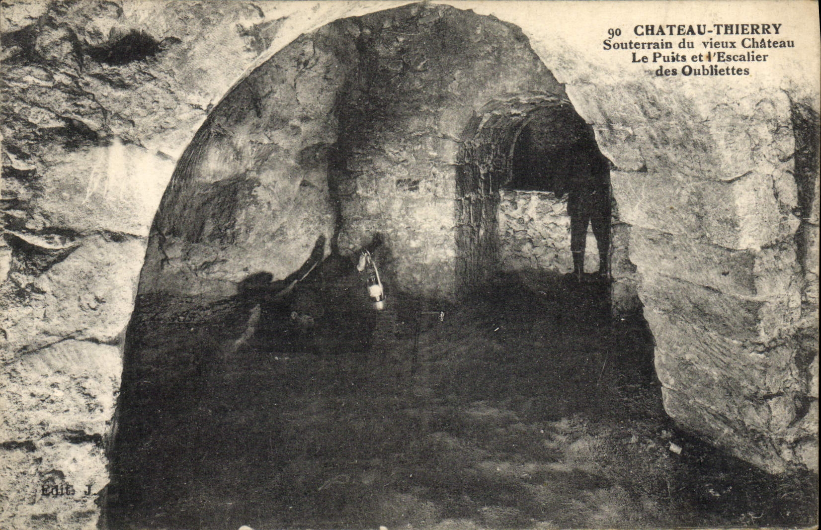 VINTAGE POSTCARD Prison Underground Thierry Castle of the old castle the well and the staircase of the oubliettes