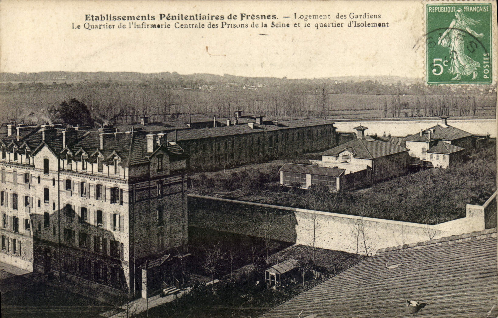 VINTAGE POSTCARD Prison penitentaires Establishments of Fresnes Housing of the guards District of the central infirmary