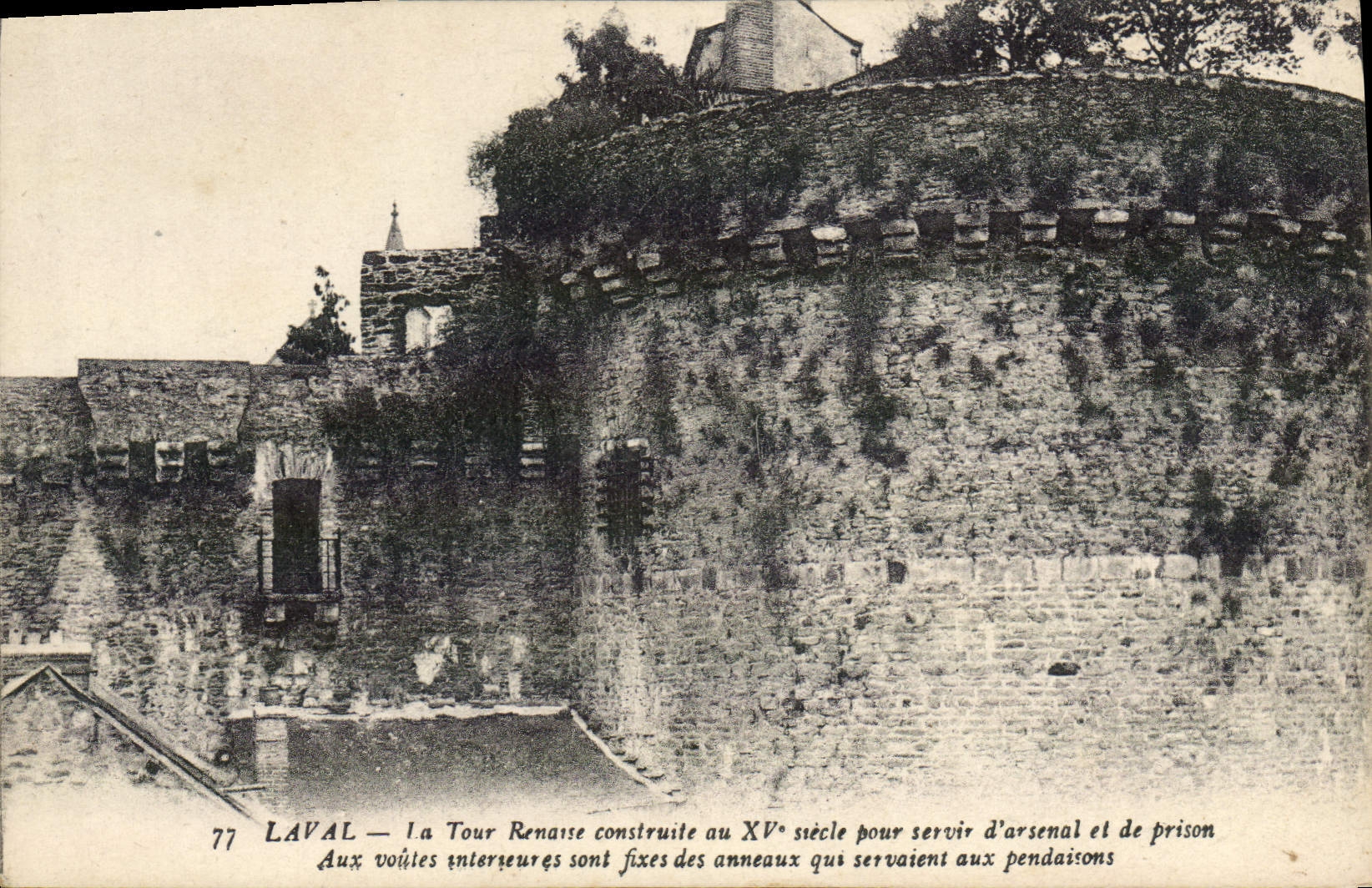 VINTAGE POSTCARD Prison Laval the tower Reappears