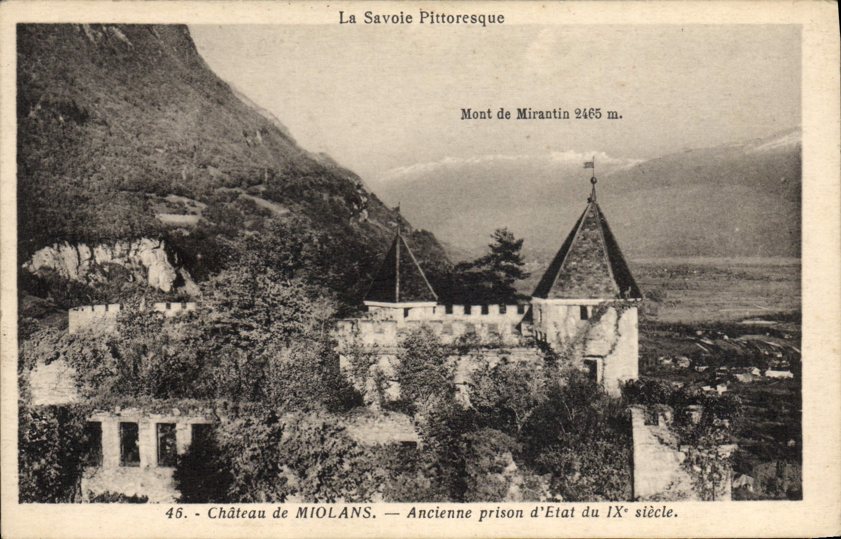 Castillo de la prisión de la POSTAL de la VENDIMIA de la prisión vieja de Miolans del montaje de la col rizada del estado de Mirantin