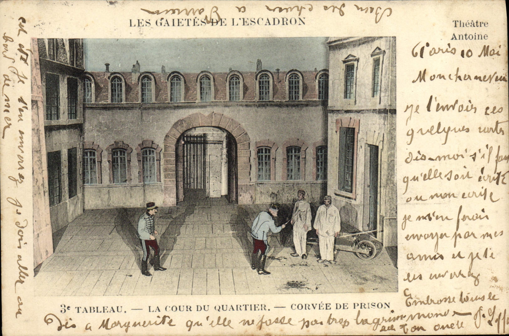 CPA Prison Les gaietes de l'escadron La cour du quartier Corvee de prison Parfumerie des galeries de St Martin 